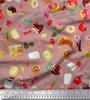 Soimoi Japan Crepe Satin Fabric Fruits,Bread & Donut Food Decor Fabric Printed metre 42 Inch