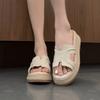 2025 summer new casual outer wear women's slippers soft leather French niche apricot one pedal low heel one-word drag
