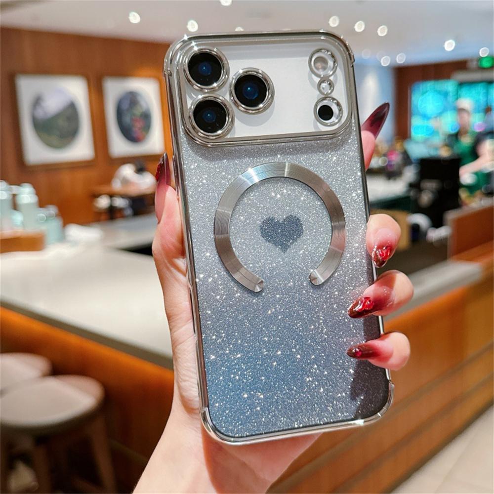 For iPhone 17 Pro Max Case Gradient Sparkle TPU Phone Cover Compatible with MagSafe