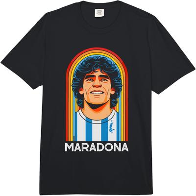 Diego Maradona Retro Ochenta Arcoíris La Mano de Dios Comfort Colors Camiseta Pesada para Adultos