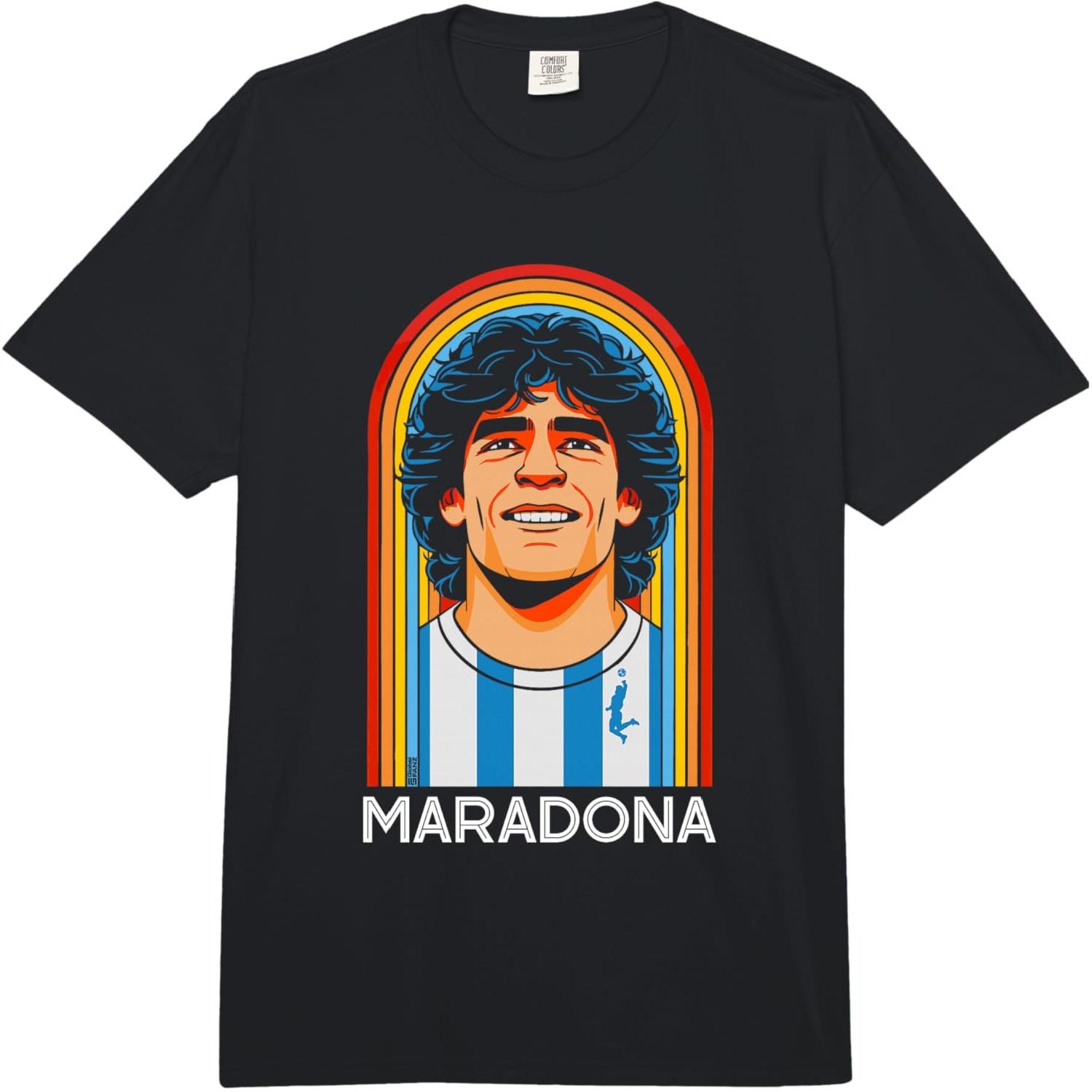 Diego Maradona Retro Eighties Rainbow La Mano de Dios Comfort Colors Adult Heavyweight T-Shirt S