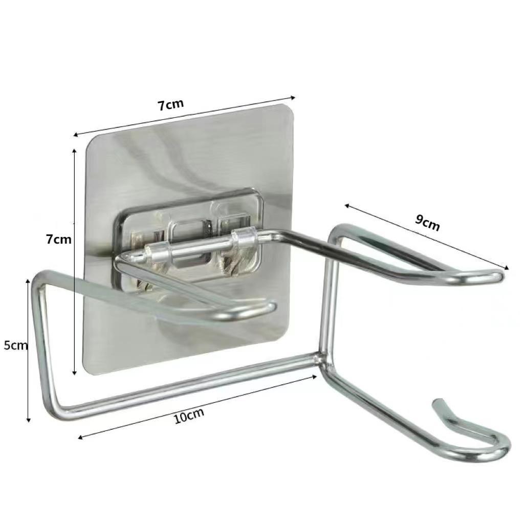 Stainless Steel Hair Dryer Holder Wall Mounted No Drill Bathroom Blower Storage Rack