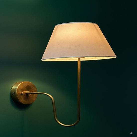 Mid-Century Brass Wall Sconce with Fabric Shade Entryways, Hallways, Bedrooms, Office, Home Decor Gift