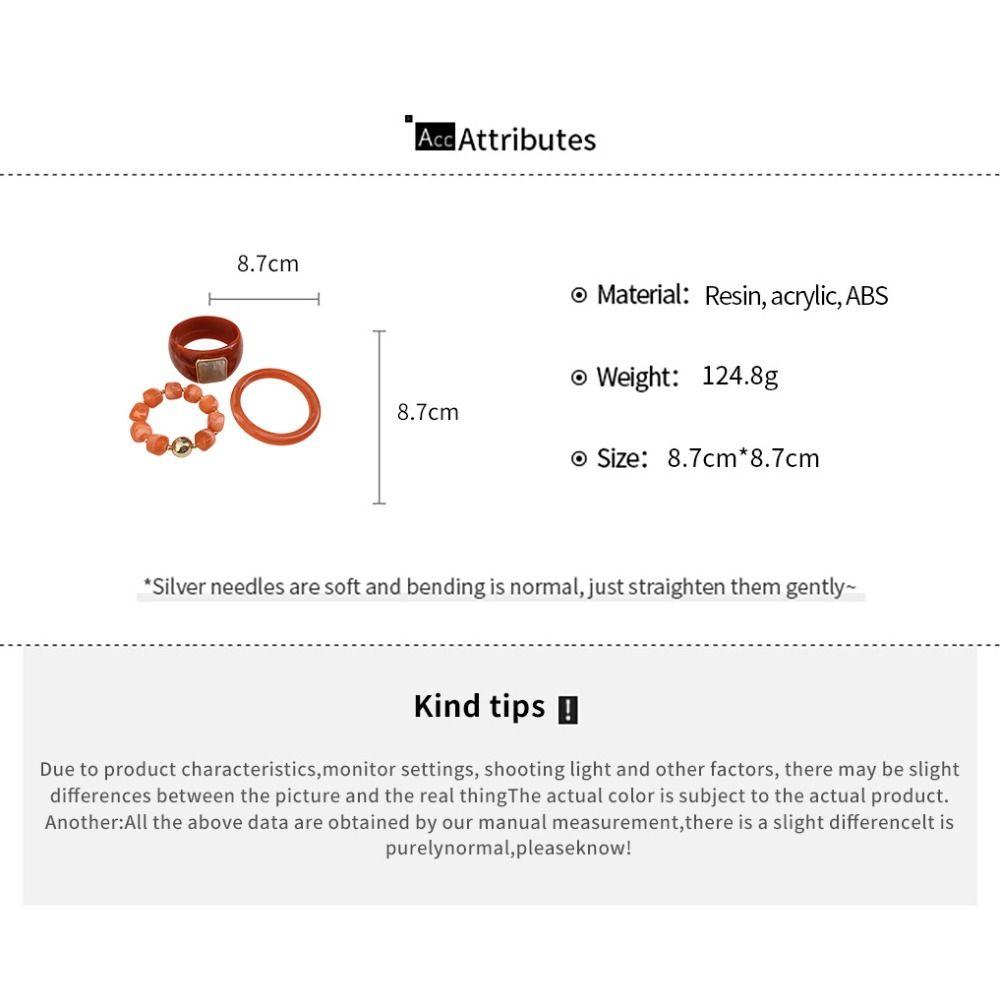 3 Pcs/Set Square Round Resin Bangle Set Resin Acrylic Geometric Wrist Jewelry For Women