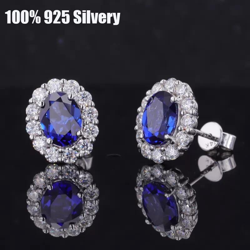 

Серьги-пусеты из синтетического корунда королевского синего цвета и серебра 925 пробы 5x7 мм - Проходит алмазный тест Royal Blue Oval 5x7mm*2