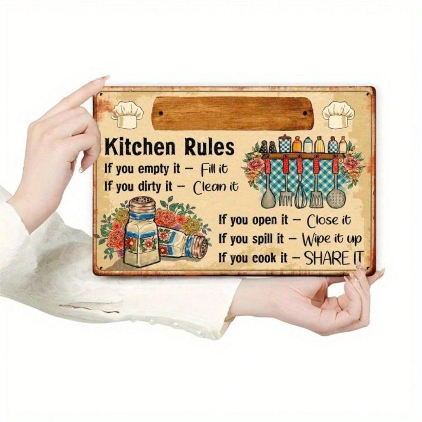 

Tin Sign Metal Poster Wall Art Vintage Home Decor Kitchen Rule 20x30 cm