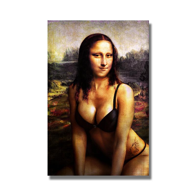 Da Vinci Famous Art Canvas Painting Funny Mona Lisa Posters and Prints Wall Art Picture for Living Room Home Decoration Cuadros