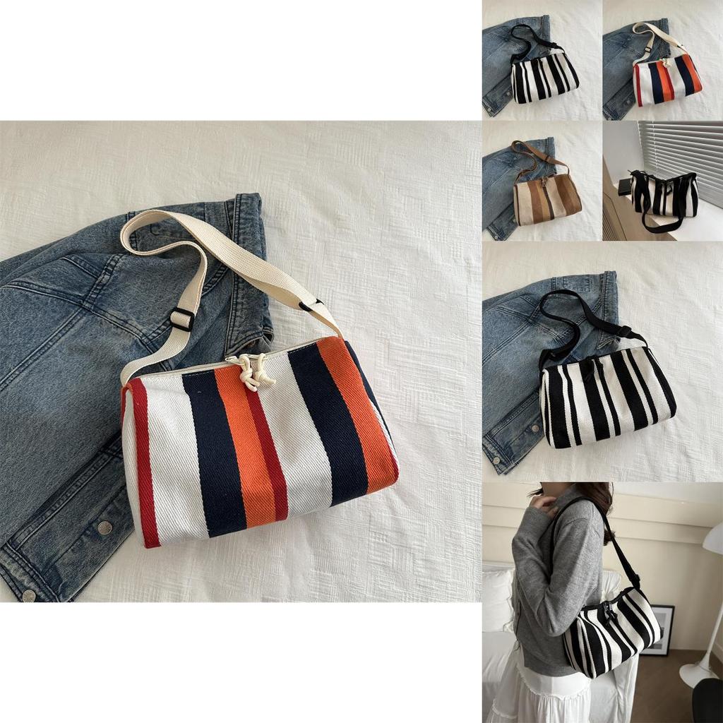 Trendy High-quality Colorful Striped Tote Bag Stylish Shoulder Bag For Daily Use