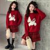 Girls' Red New Year Sweater - Thick Warm Knitwear for Big Kids, Autumn/Winter 2026 Style