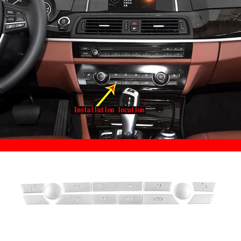 Alloy Silver Car CD Panel Switch Button Cover Sticker Trim Suitable for BMW 5 Series F10 F11 2013-2017