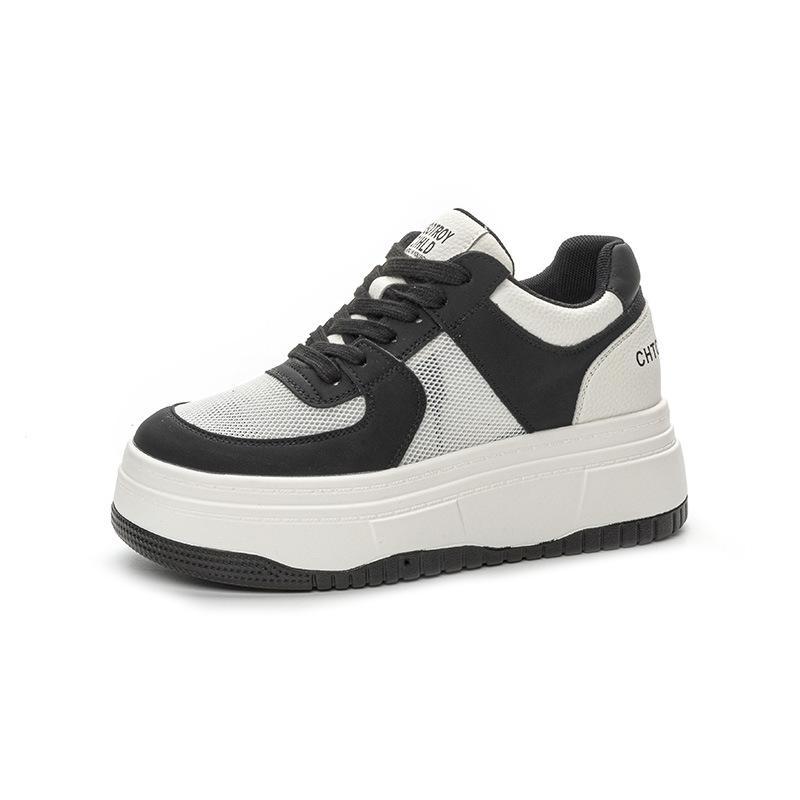 Leather little white shoes women's 2025 spring and summer new mesh breathable sports and leisure shoes thick sole inner height increase 8CM women's s