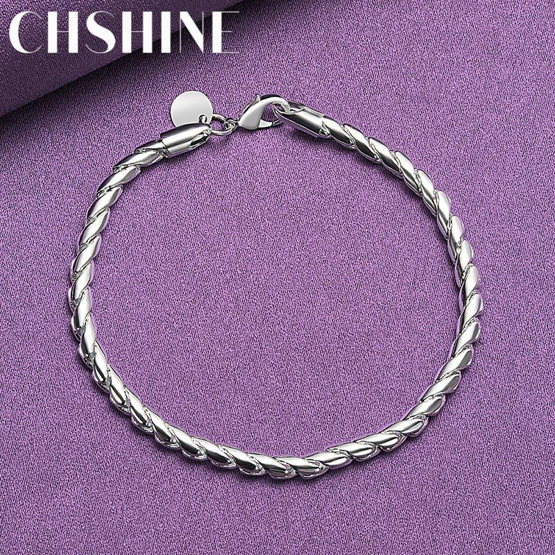 

CHSHINE Браслет-цепочка из стерлингового серебра 925 пробы 4 мм для женщин Свадебная вечеринка Модные шармы Ювелирные изделия 20CM 8inches