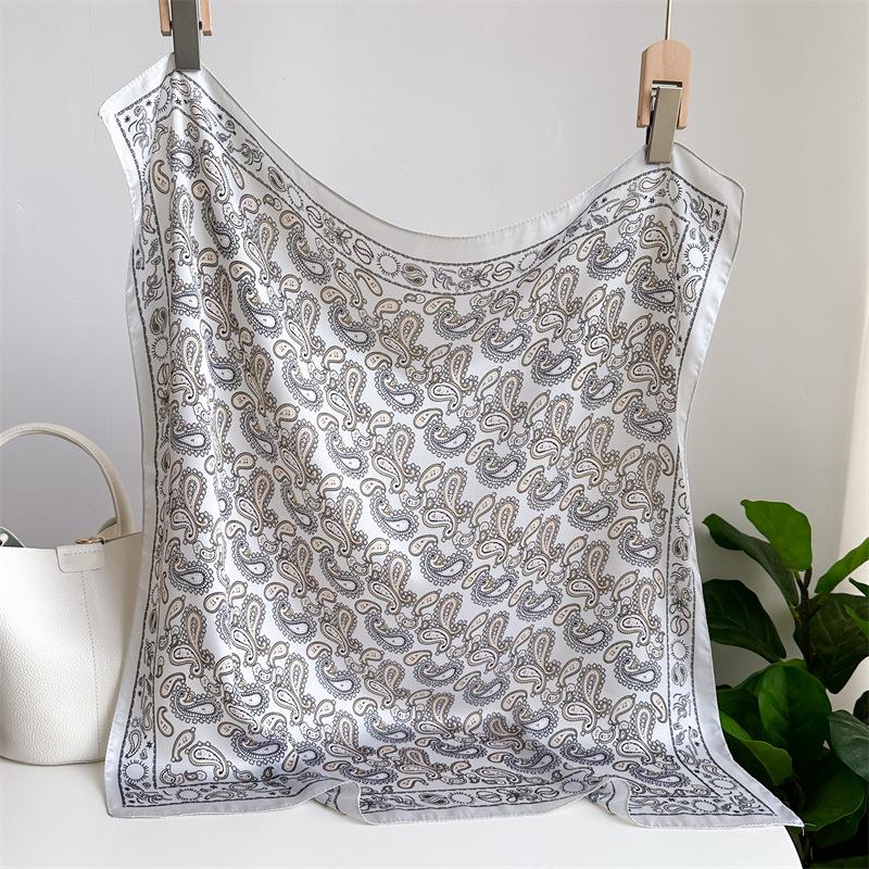 

Silk Shawl Print Headscarf Cat Hair Wrap Neckerchief Female Satin Square Scarf For Women Headband Foulard Hijab Bandana 70x70cm