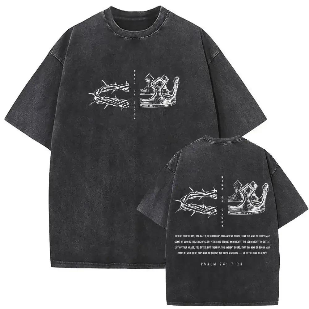 2026 Unisex Clothes Tee Shirt Homme Graphic T-Shirts Men Women Tshirt for Vintage Washed Jesus Is King Short Sleeved Round Neck Y2k