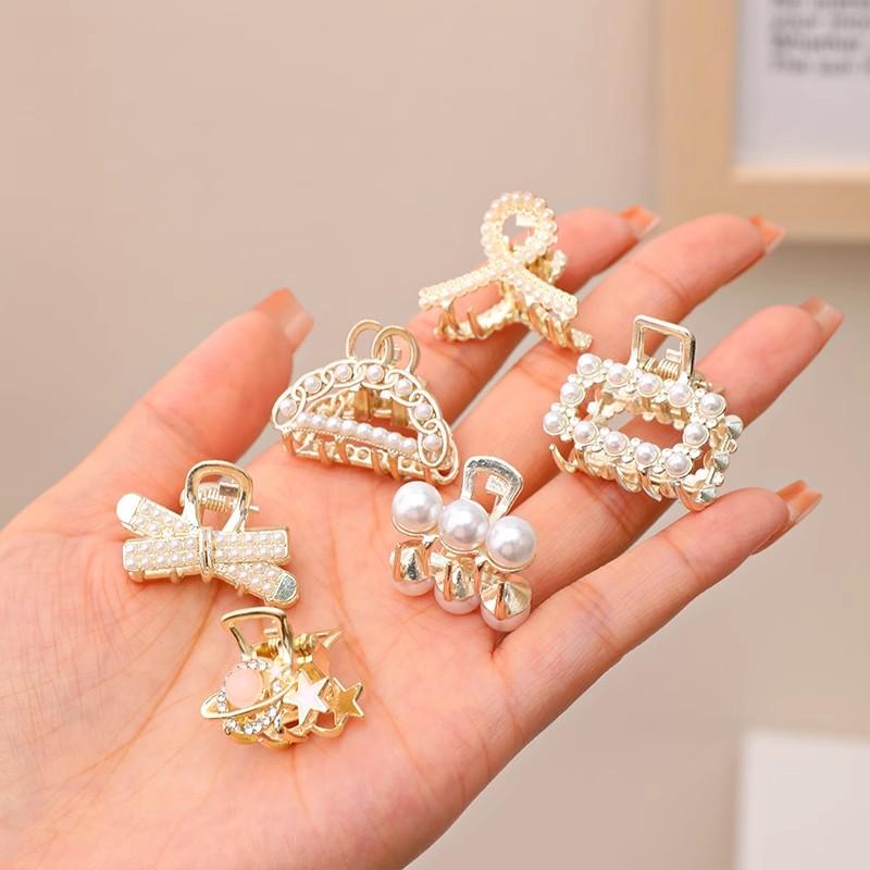 6/8/10 pièces/ensemble Petites perles strass Géométrique Métal Pinces à cheveux Pour femmes Filles Douces Mini pinces à cheveux Épingles à cheveux Accessoires pour cheveux