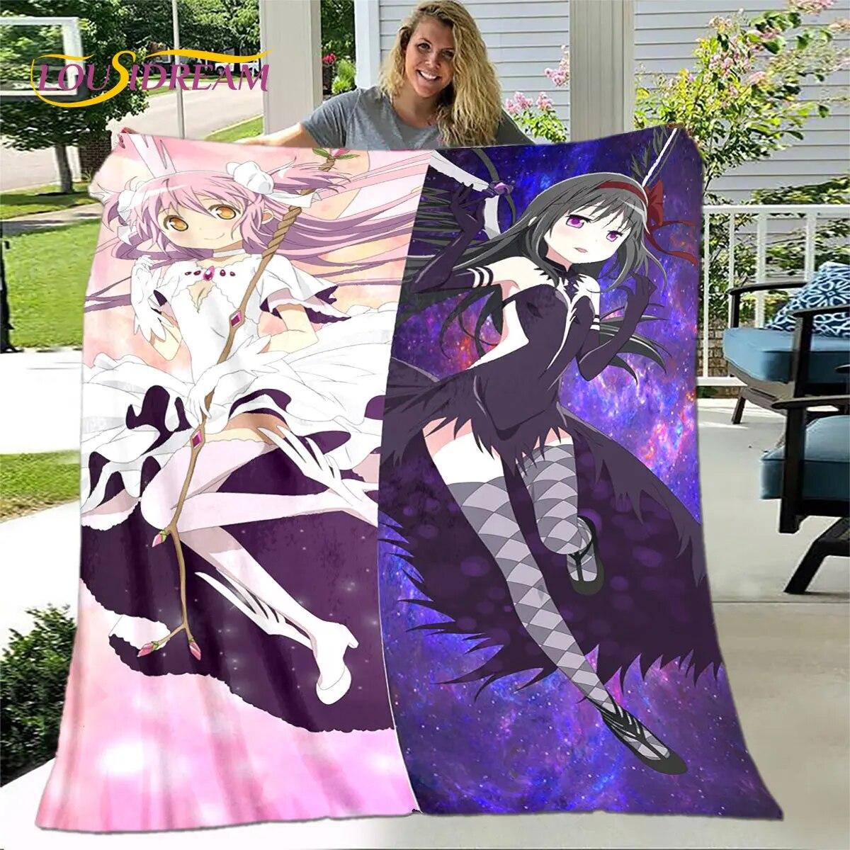 

Мягкое плюшевое одеяло Puella magi madoka Magica с героями мультфильмов, фланелевое одеяло для гостиной, спальни, кровати, дивана, чехла для пикника 75x100cm (30x40inch)