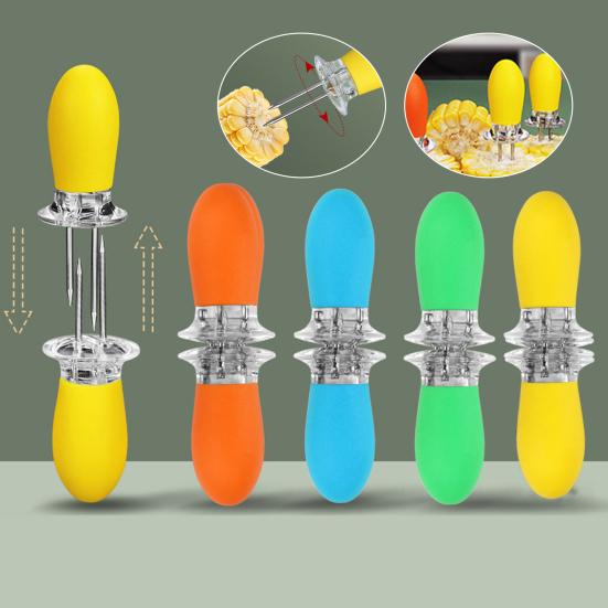 8 Stück Maiskolbenhalter Edelstahl Maisspieß Silikongriff BBQ Gabel Hitzebeständig Fruchtspieß für BBQ Picknicks Partys