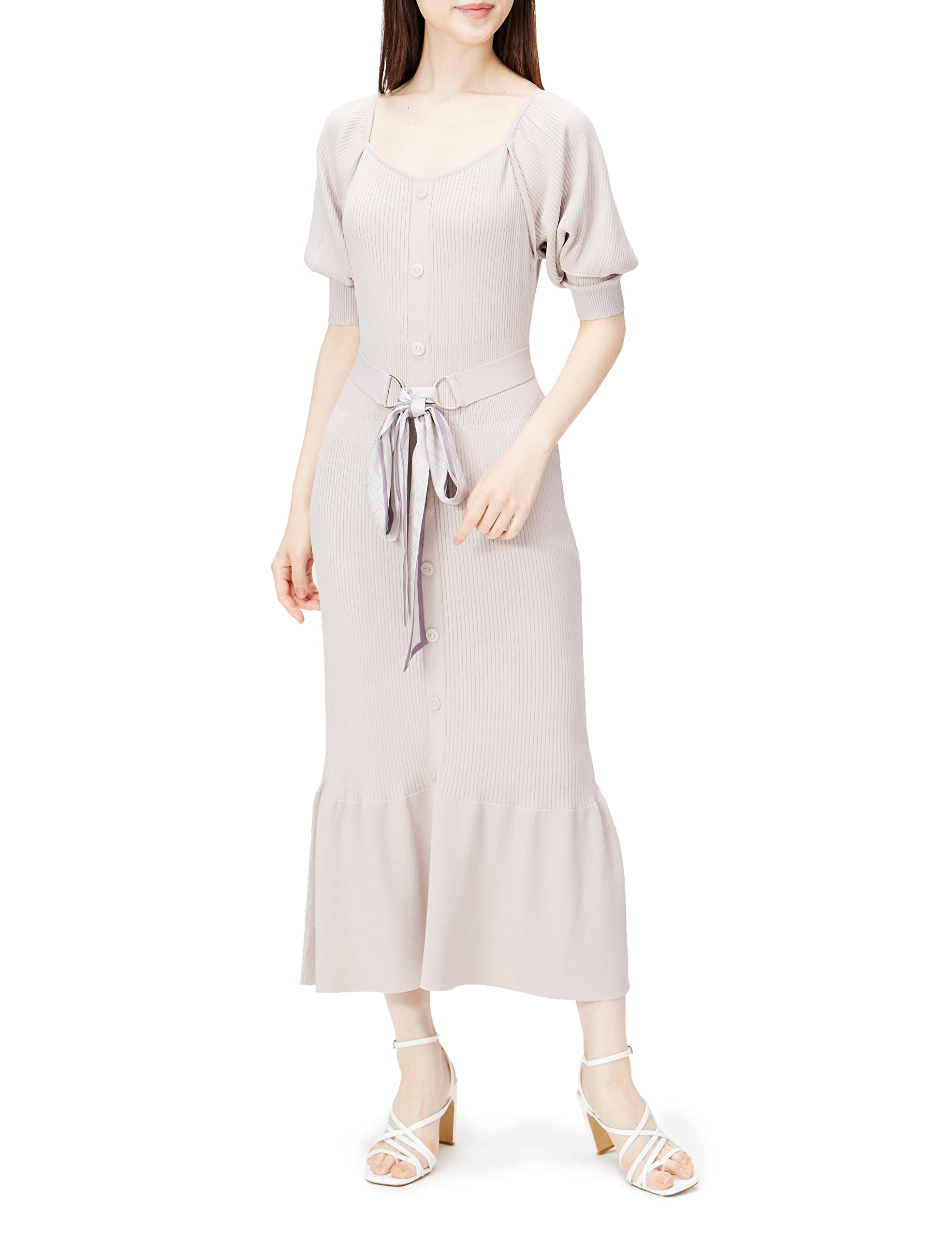 

by Jill Повседневное платье с шарфом и FR [Jill Stuart] трикотаж, женское, экрю,