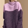 Women Autumn and Winter Sweater Thickened  Warm Knitted Stretchy Long Sleeve Oversized Top High-neck sweater