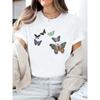 European Sizes Women's Butterfly Graphic Cotton T-Shirt - Casual Short Sleeve Crew Neck Tee with Inspirational Quote,