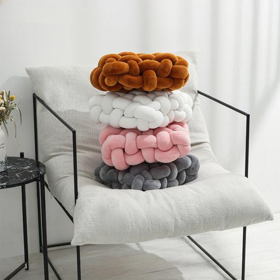 Throw Pillow Soft Touch Comfortable Woven Plush Living Room Sofa Knot Design Cushion Home Decor for Daily Life