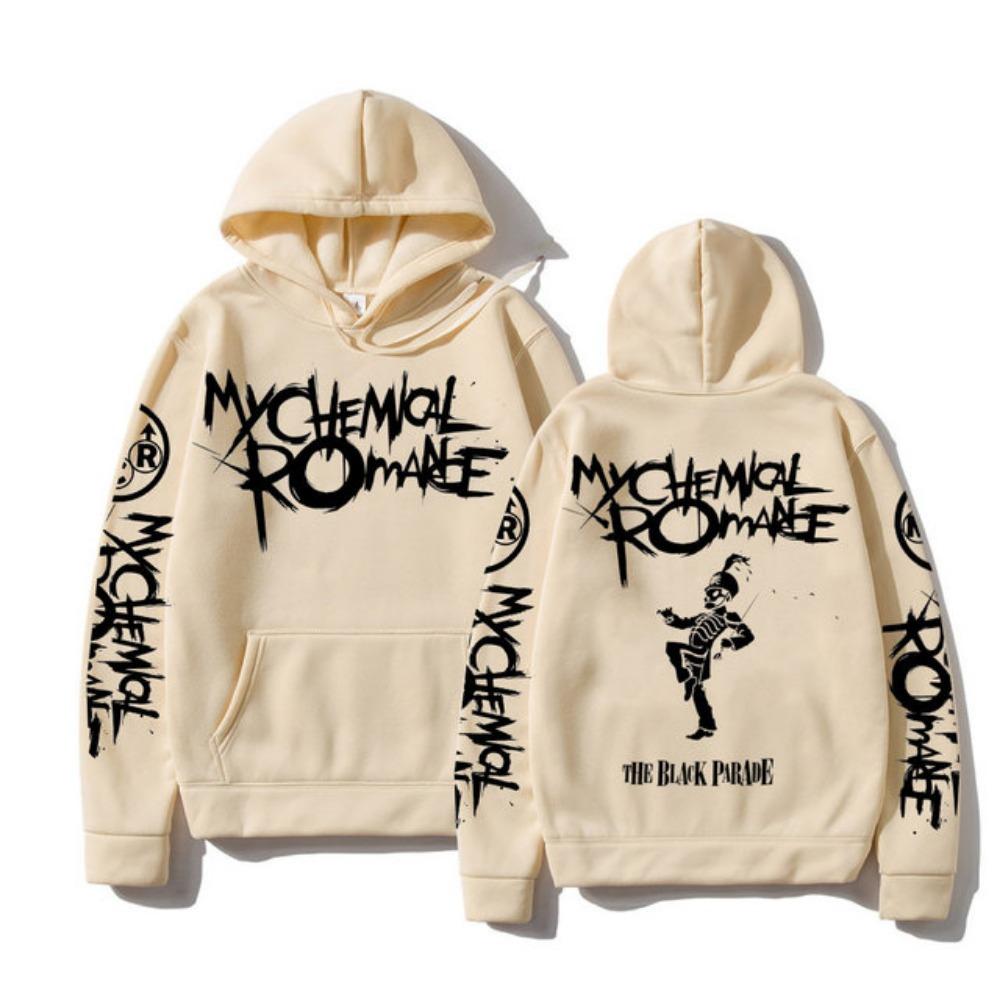 Autumn and Winter Black Parade Punk Emo Rock Men's Velvet Warm Hoodie