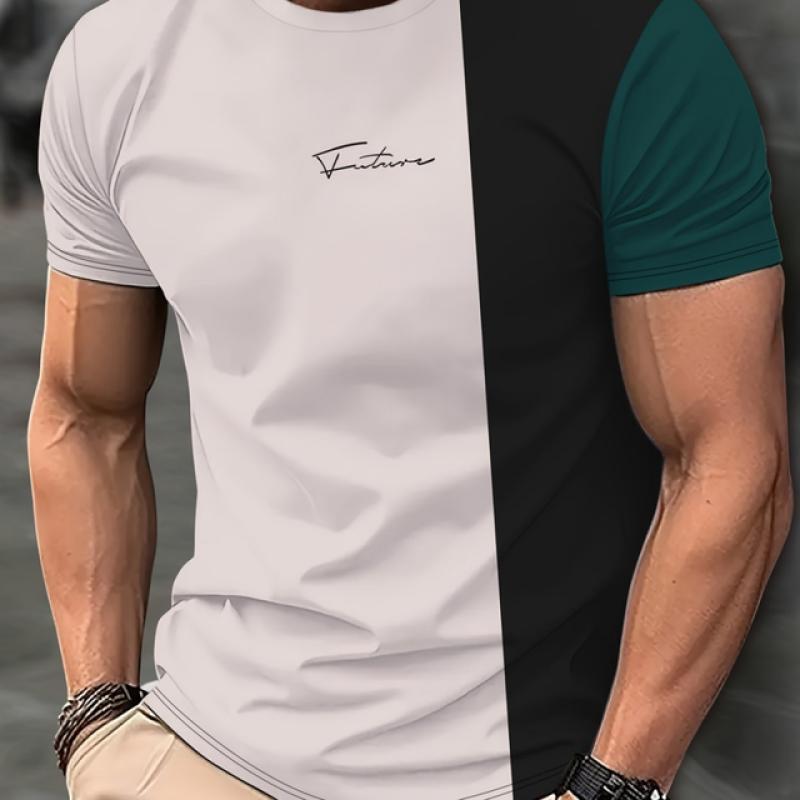 New Summer Men's Fashion T-shirt Different Colors On Both Sides Printed Men's T-shirt Top