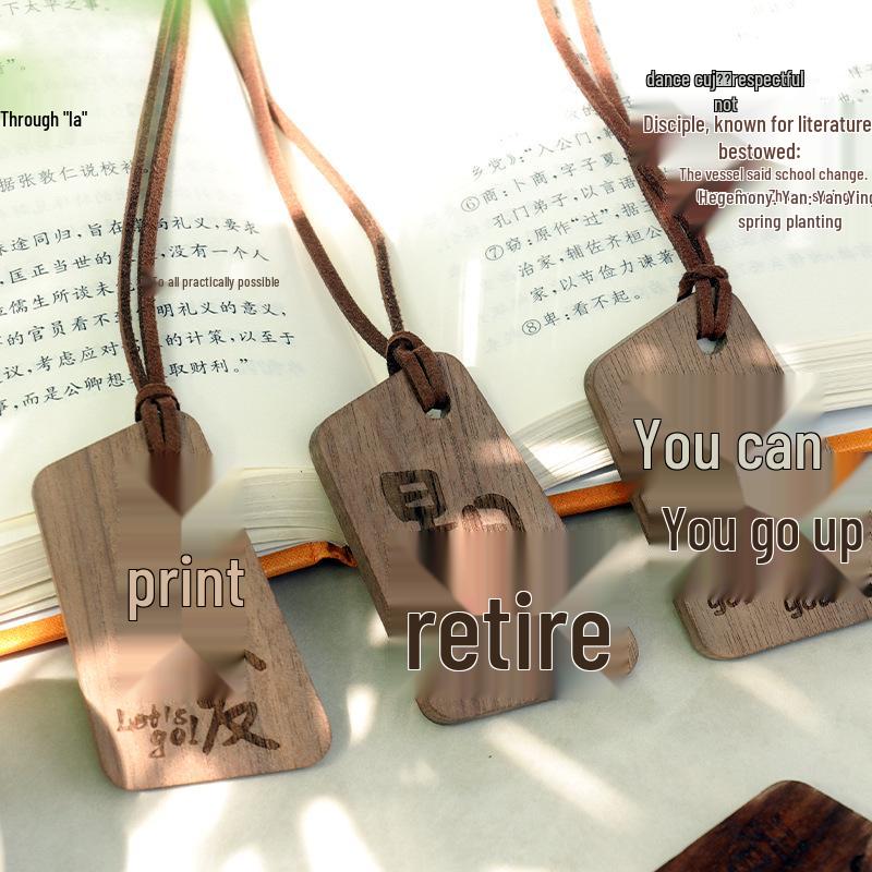 Natural Black Walnut Blessing Keychain Pendant with Custom Engravings