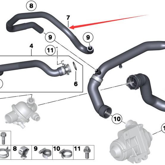 Compatible Coolant Pipe for BMW X5/X6 N55 Engine (11537589949)
