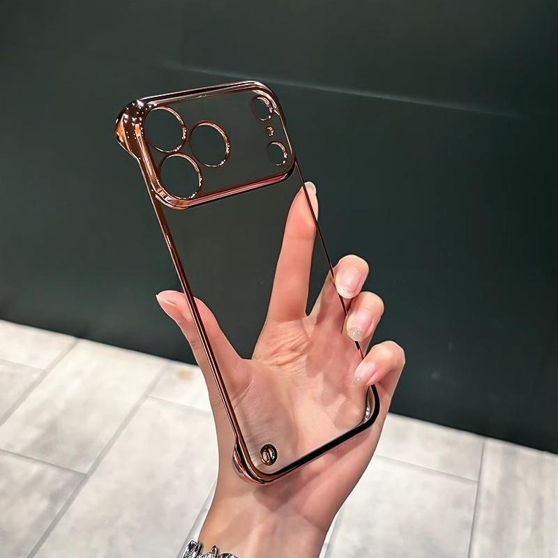 Plating Clear Frameless Phone Case for iPhone 17 Pro Max Ultra-Thin Hard PC Shell for iPhone Air 17Pro Bumper