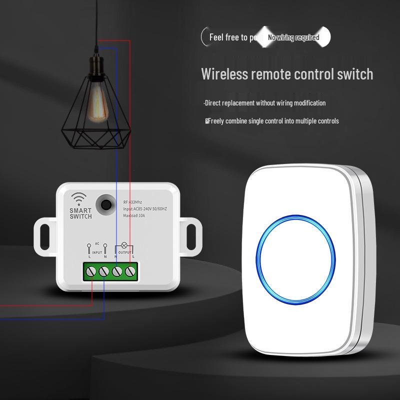 Wireless 220V Remote Control LED Ceiling Light Switch - No Wiring Needed, Double & Multi-Control for Home & Bedroom