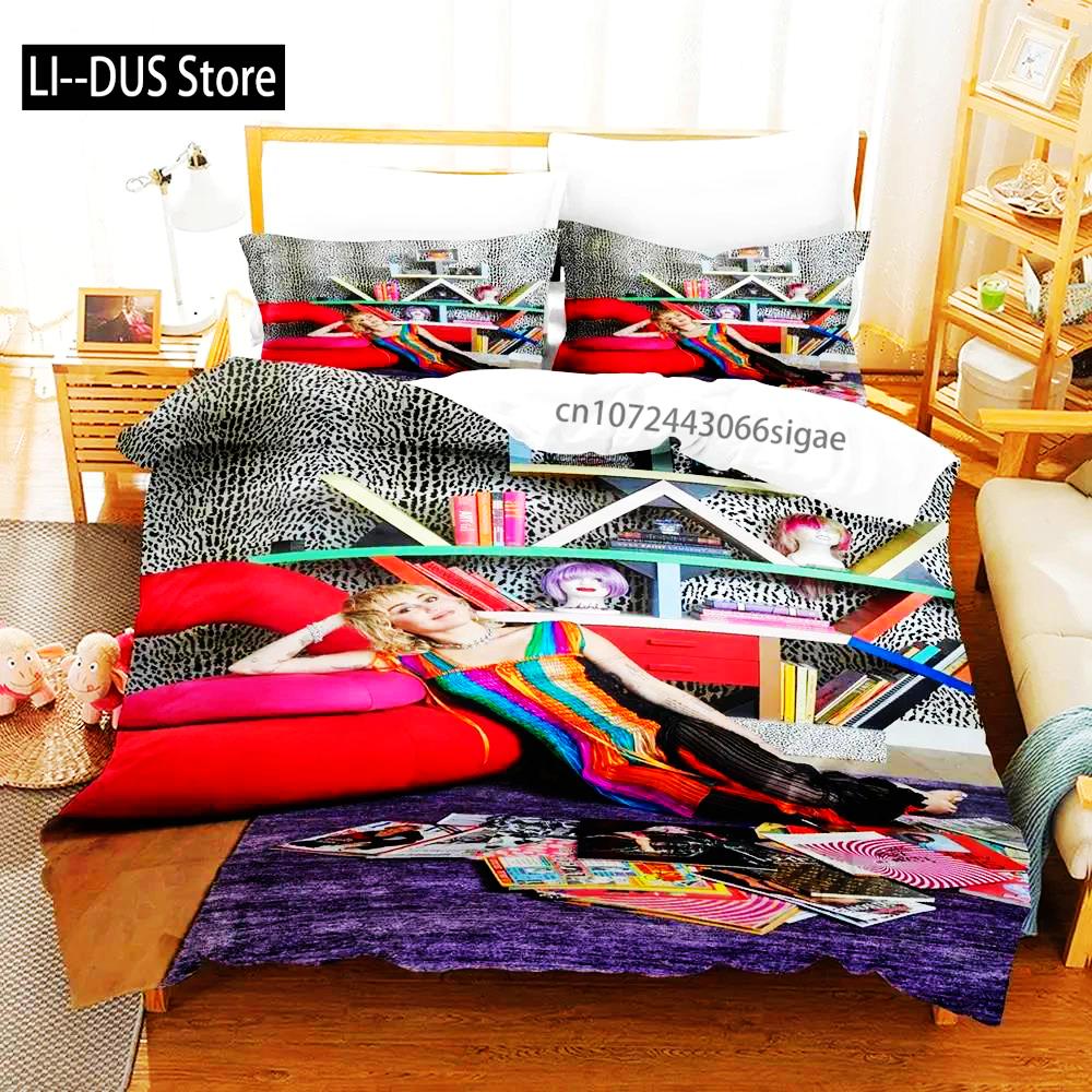 Miley Cyrus Boys Single Double Queen King Size Bed Cover Anime Sets 2024 Duvet Cover Bed Set Quilt Cover Pillowcase