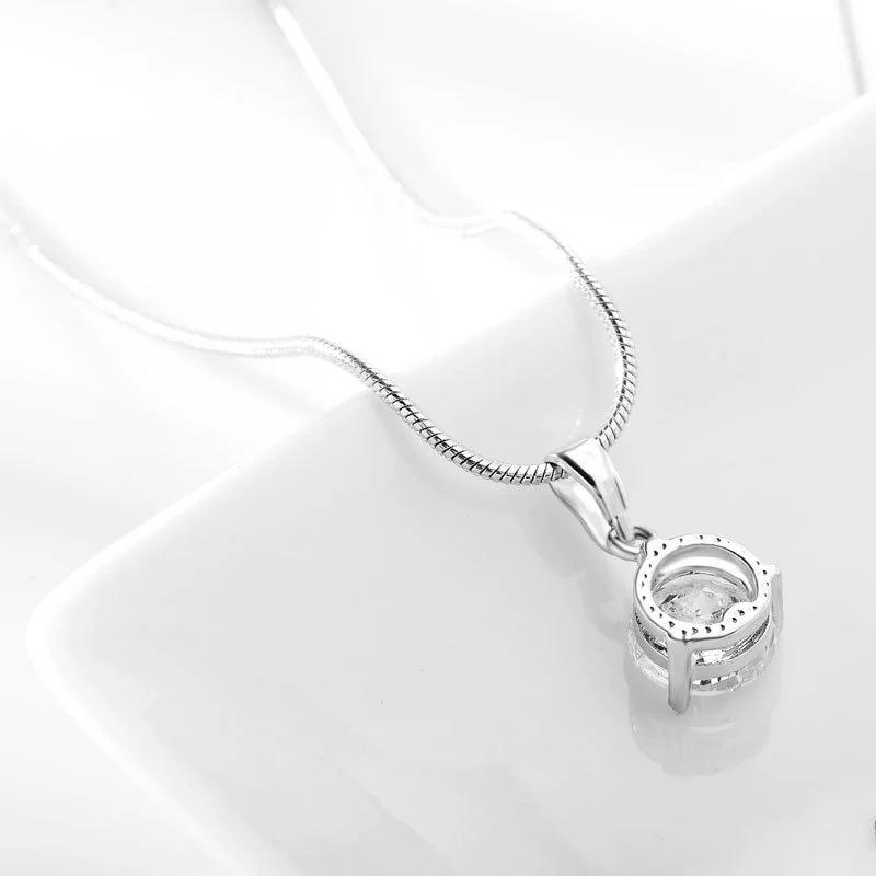 Minimalist Fashion Round Multicolor Zircon Necklace And Earring Set Elegant Women Jewelry