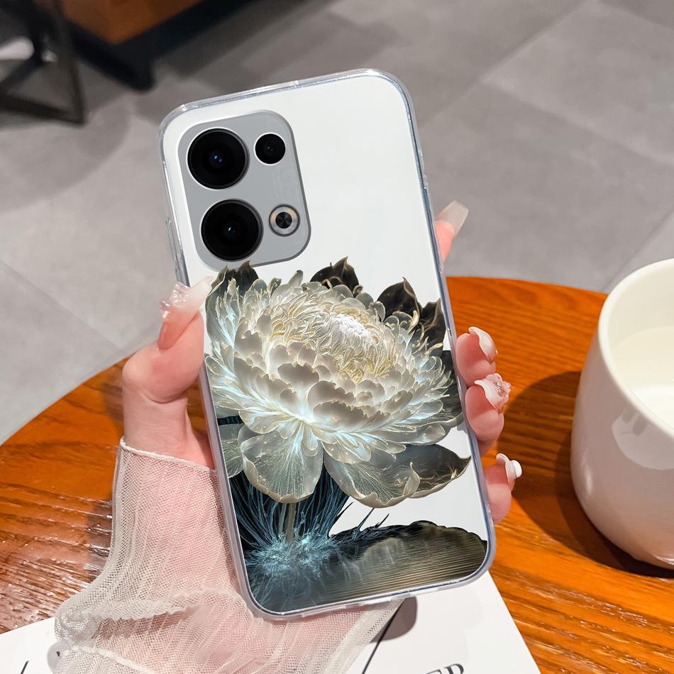 For Oppo Reno 13 Pro Phone Cases Leisure Flower Transparent Back Cover For Oppo Reno13 Pro 13Pro 5G Soft Slim Anti Drop Housing