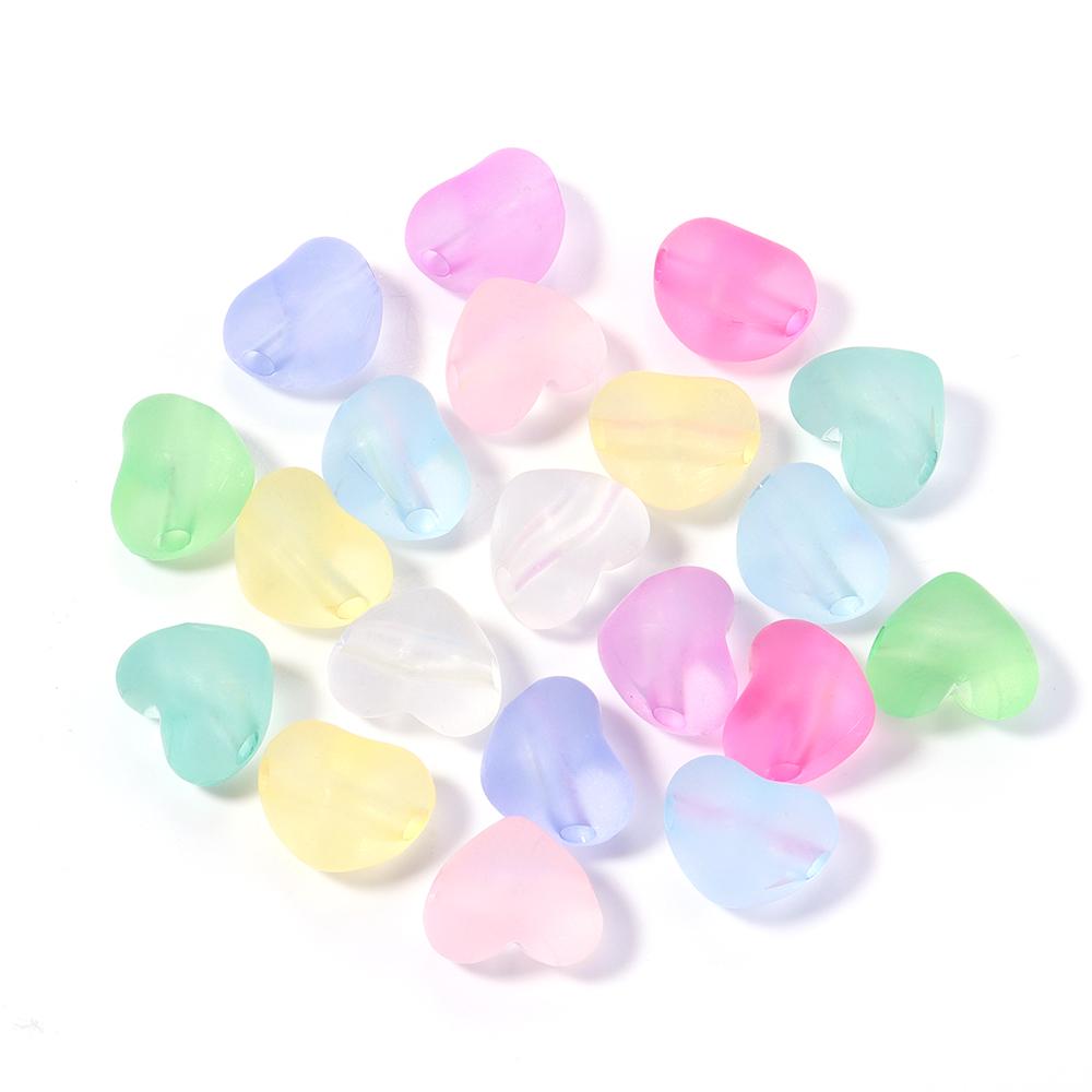 50 Stück Bunte Transparente Herzform Acrylperlen Durchbohrte Perlen Lose Abstandshalterperlen Für Schmuckherstellung DIY Zubehör