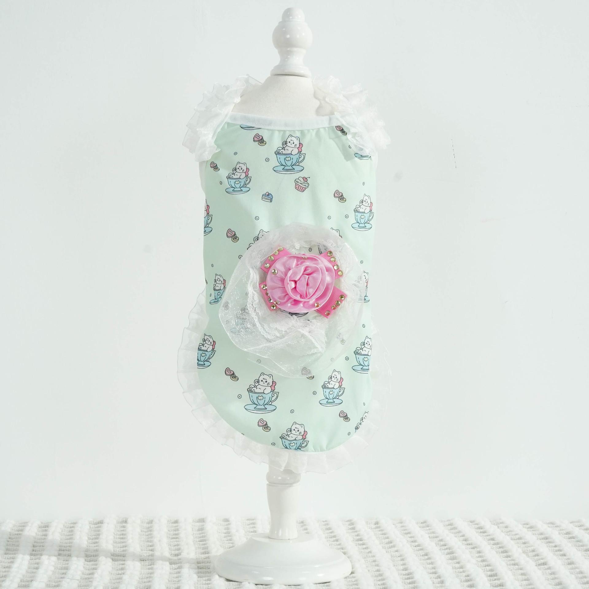 

Летний тонкий кружевной комбинезон для питомца, одежда для собаки, кошки, милый жилет, чем медведь, производитель одежды для собак XL зелёный