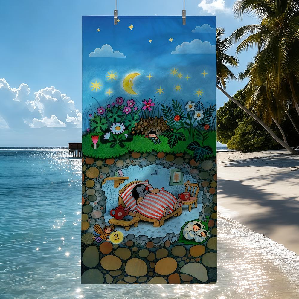 Cartoon Der kleine Maulwurf Handtuch Schnelltrocknend Strandhandtücher Sind Geeignet Für Schwimmbäder Camping Yoga Und Das Fitnessstudio