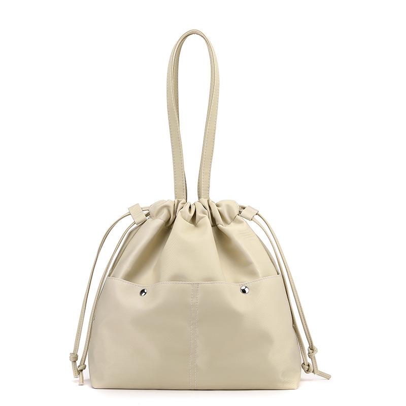 Drawstring Shoulder Bag Women's Handbag Lightweight Water-Repellent Nylon Tote Bag