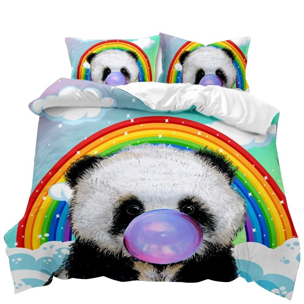 Panda Duvet Cover Cute Animal Bedding Collection For Kids Boys Girl Cartoon Giant Panda Polyester Comforter Cover Bear Printed Wildlife