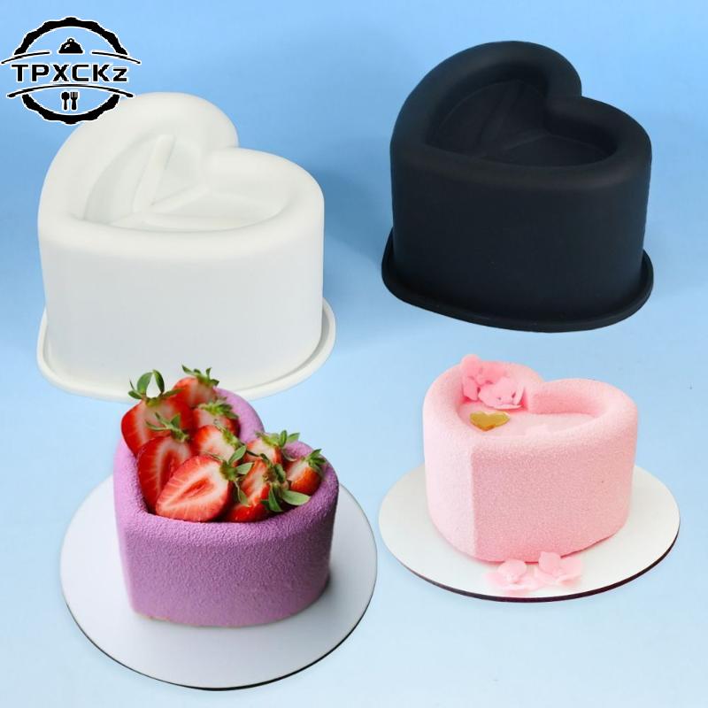 Heart Cylindrical Square Texture French Mousse Cake Mould Silicone Soap Mold Jelly Pudding Dessert Tools Kitchen Bakeware