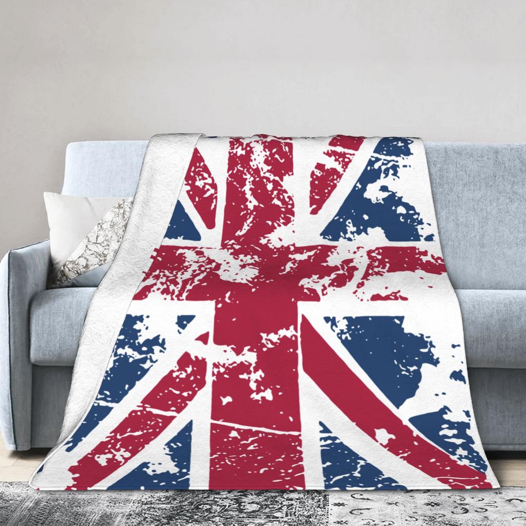 Union Jack Flag Knitted Fashion Blanket Flannel UK United Kingdom Great Britain British Warm Throw Fashion Blanket for Outdoor Travel Breath