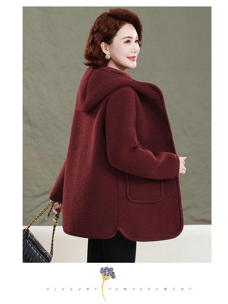 2025 Stylish Mother’s Winter Jacket: Velvet Cotton Padded, Fleece, Thickened Warm Outerwear for Middle-aged & Elderly Women
