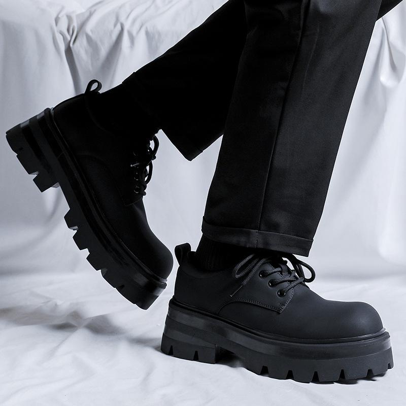 ins small leather shoes men's head high sense summer breathable black lace-up suit shoes casual versatile shoes 6113-R