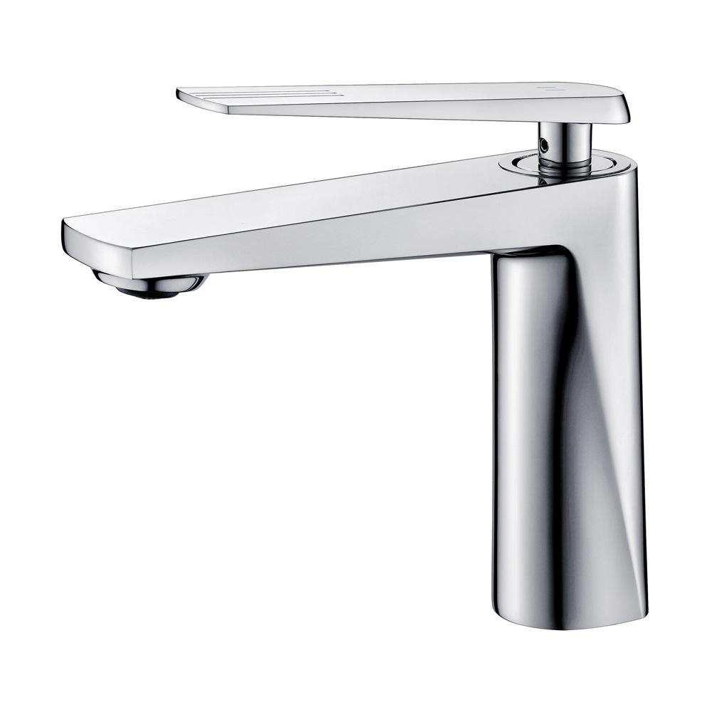 Chrome Single Handle Wash Basin Faucet Brass Hot Cold Bathroom Tap Factory Price (as the picture,Brass)