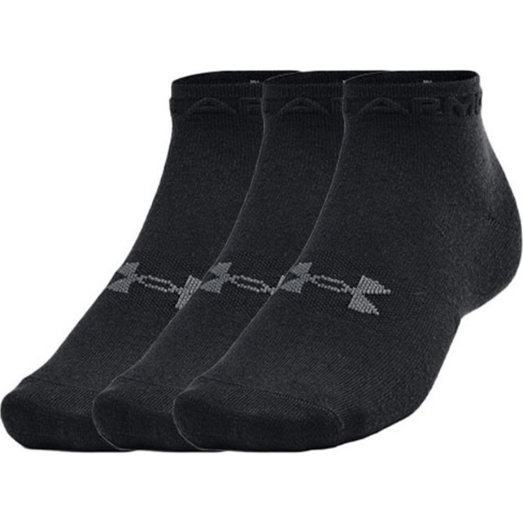 Under Armour Essential Ankle Socks Unisex 3 Pack Black 1365745-001 M