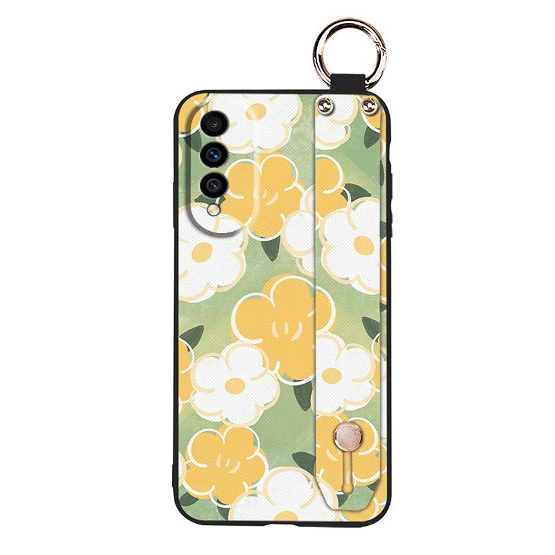 Waterproof Silicone Phone Case For Wiko T50 Ring Phone Holder Dirt-resistant Flower Lanyard Wrist Strap Wristband