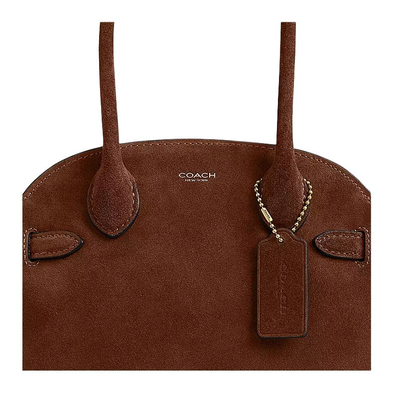 Coach Soft Empire 21 Logo Suede And Calfskin Tote Bag Small Women Handbags Brown CDZ46-B4WBR