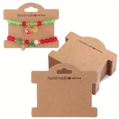 Lot de 100 présentoirs à bijoux en papier kraft brun, 8,9 x 9,6 cm, polyvalents, pour élastiques à cheveux et colliers.