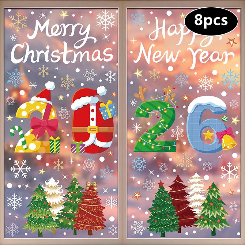 Creative Christmas Decorations, Electrostatic Stickers, Shop Window Decorations, Christmas Decorative Glass Stickers