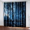 VividHome Blue Full Moon Forest Scene Curtains 3D Digital Printing Living Room Bedroom Home Decoration